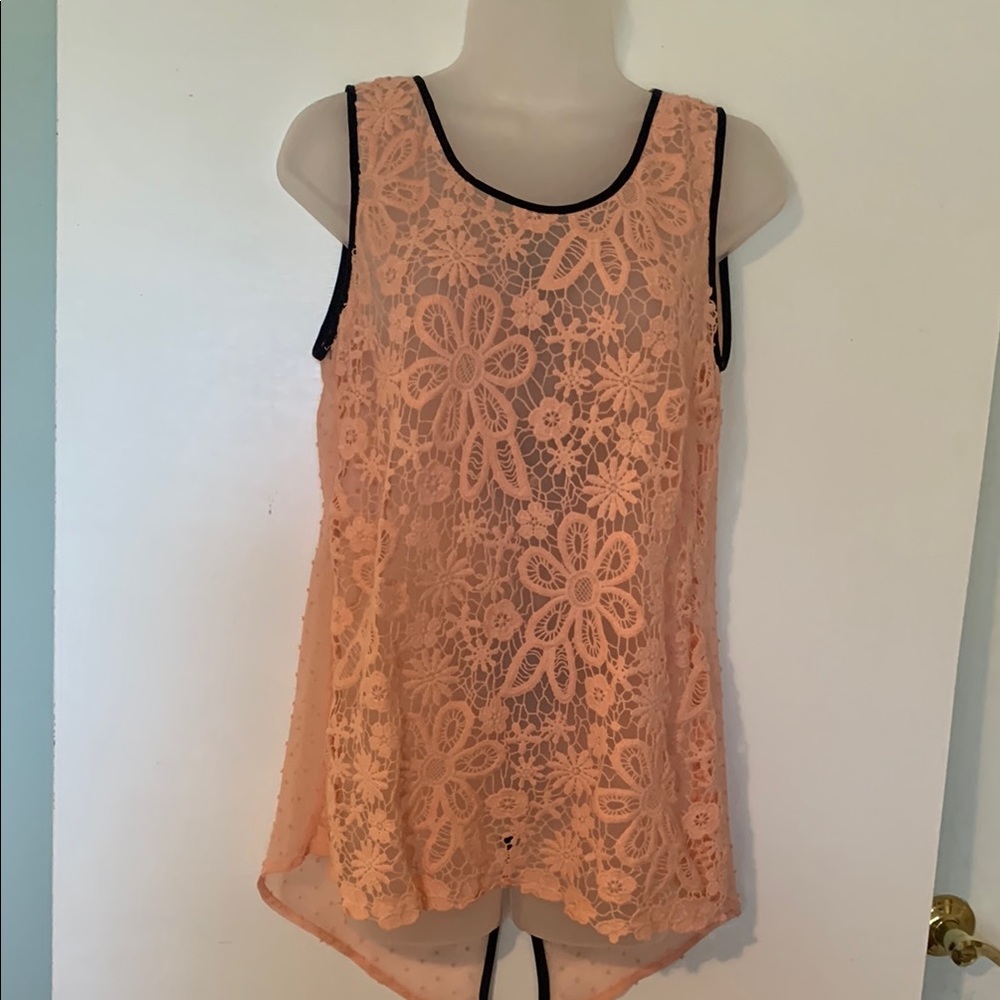 Ryu Peach Asymmetrical Sleeveless Tank Top